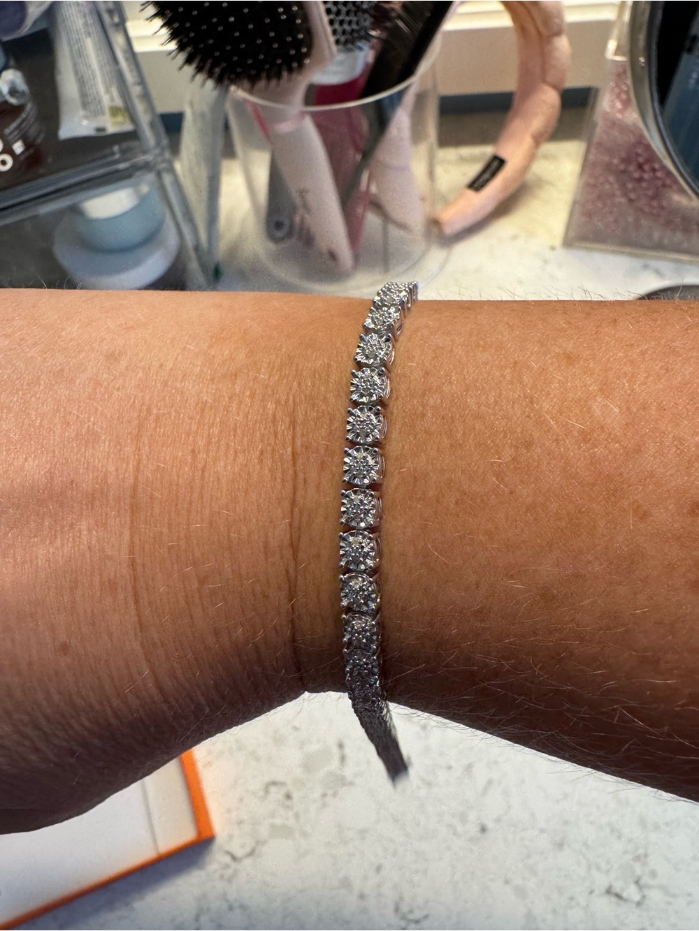 Genuine .25 CT Diamond Tennis Bracelet in Sterling Silver 7-1/2โ